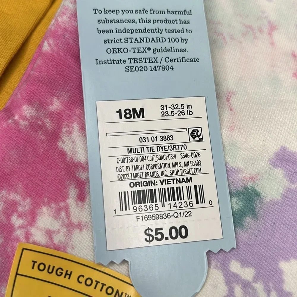 BUNDLE of 2 Cat & Jack Kids Durable Knee Printed Leggings Size 18 Months
